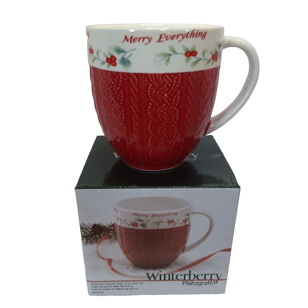 Pfaltzgraph Winterberry Merry Everything Embossed Sweater Mug - New in Box